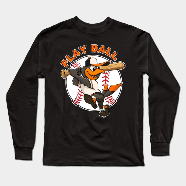 The Oriole Bird Mascot Baltimore Baseball Long Sleeve T-Shirt by GAMAS Threads